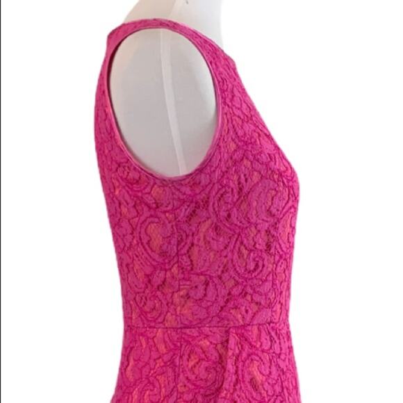 Adrianna Papell Party Dress Fuchsia Pink Lace A-line Dress Women's Size 4 - Picture 7 of 10